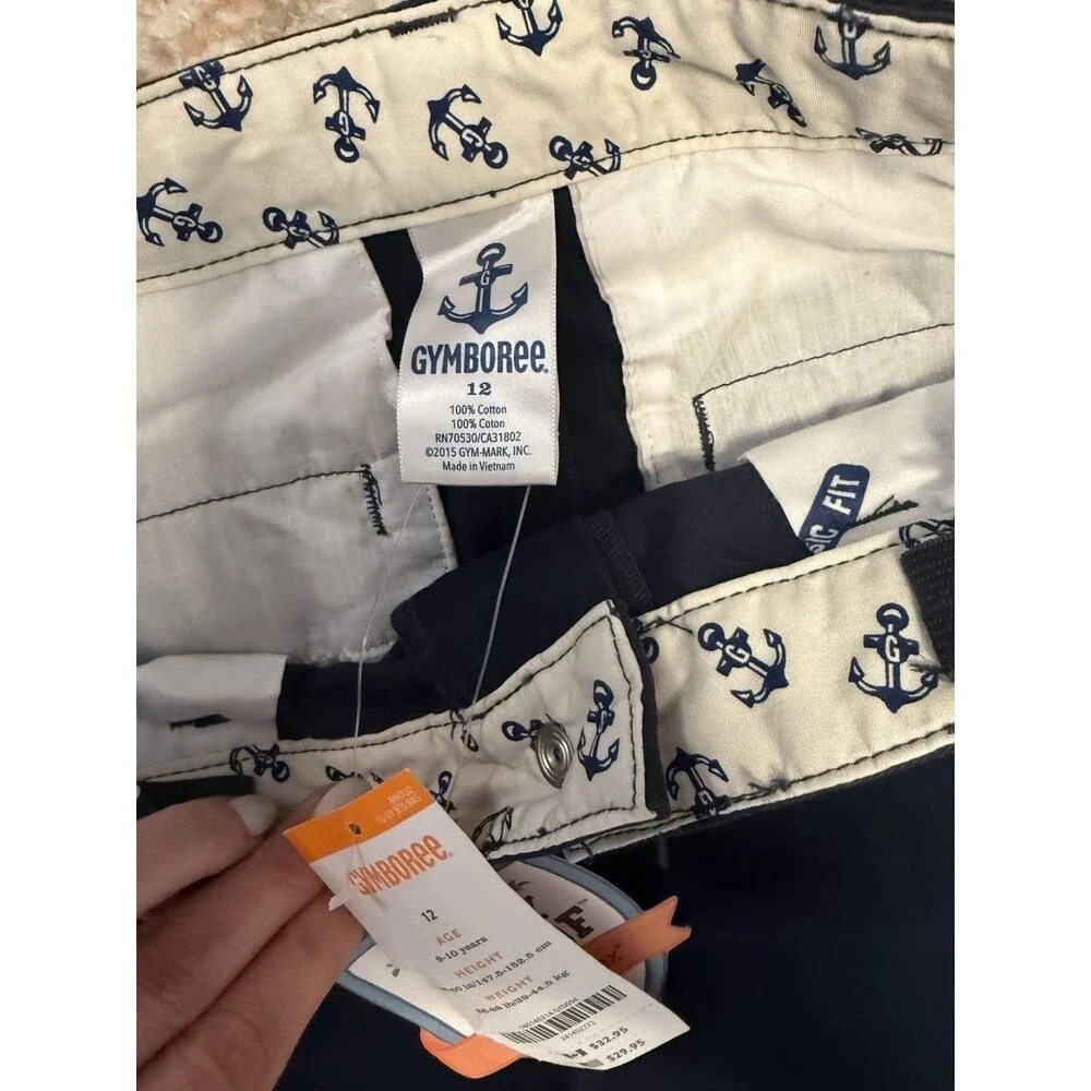 Gymboree Boys Navy Chino Pants w/ Belt Size 12 NWT Classic Fit Dress Pants